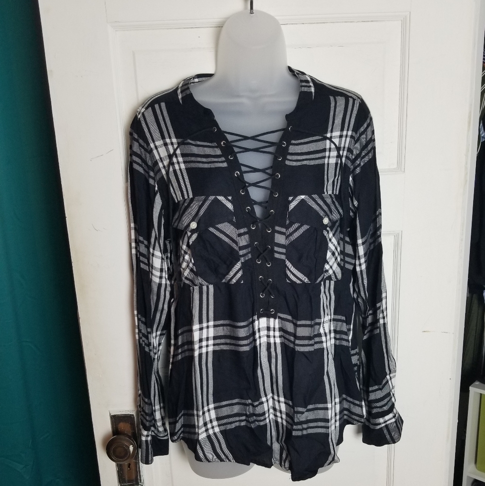 Express Lace-up Flannel shirt
